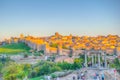 AVILA, SPAIN, OCTOBER 5, 2017: Sunset view of Avila from los cuatro postes viewpoint, Spain