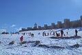 Beautiful view of the medieval Wall of Avila in a winter day.