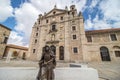 Avila, Spain - September 9, 2017: Image of Santa Teresa de JesÃÂºs in front of The church - convent of Santa Teresa. Building built Royalty Free Stock Photo