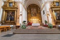 Avila, Spain - September 9, 2017: Main altar and altarpiece of The church - convent of Santa Teresa. Building built in the