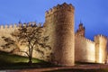 Avila walls at night Royalty Free Stock Photo