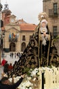 Aviles, Asturias, Spain, April 15, 2022. Holy Week procession in the city of Aviles in Asturias. Royalty Free Stock Photo