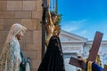 Aviles, Asturias, Spain, April 15, 2022. Holy Week procession in the city of Aviles in Asturias. Royalty Free Stock Photo