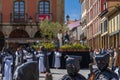 Aviles, Asturias, Spain, April 15, 2022. Holy Week procession in the city of Aviles in Asturias. Royalty Free Stock Photo