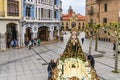 Aviles, Asturias, Spain, April 15, 2022. Holy Week procession in the city of Aviles in Asturias. Royalty Free Stock Photo