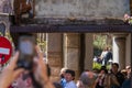 Aviles, Asturias, Spain, April 15, 2022. Holy Week procession in the city of Aviles in Asturias. Royalty Free Stock Photo