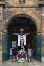 Aviles, Asturias, Spain, April 15, 2022. Holy Week procession in the city of Aviles in Asturias. Royalty Free Stock Photo