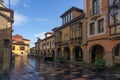 AVILES, SPAIN - JANUARY 15, 2023: Beautiful street in the old town of the beautiful city of Aviles with its historic buildings Royalty Free Stock Photo
