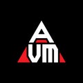AVM triangle letter logo design with triangle shape. AVM triangle logo design monogram. AVM triangle vector logo template with red Royalty Free Stock Photo