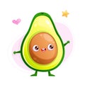 Happy smiling avocado with a star and a heart Royalty Free Stock Photo