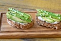 Avocado asparagus toasts