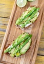 Avocado asparagus toasts