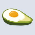 Avocado baked with egg. Delicious egg in avocado vector hand drawn illustration.