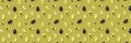 Avocado banner. Background made from isolated Avocado pieces on olive color background. Flat lay of fresh ripe avocados and