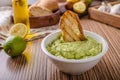 Avocado basil pesto with toast Royalty Free Stock Photo