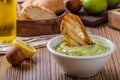 Avocado basil pesto with toast Royalty Free Stock Photo