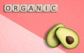 Avocado and blocks with word ORGANIC