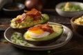 Avocado boats with eggs gastronomic food. Generate ai