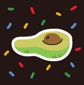 Avocado character illustration. Cartoon crazy Cute Illustration