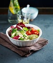 Avocado, Cherry Tomato and Radicchio Salad with Feta and Chia Seeds Royalty Free Stock Photo