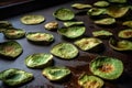 Avocado Chips Baked To Crispy Perfection On Baking Sheet. Generative AI