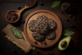 avocado chocolate chip cookies are bathed in natural light, highlighting their rich, wholesome indulgence