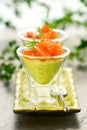 Avocado cream and salmon