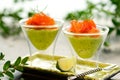 Avocado cream and salmon