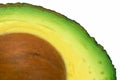 Avocado cut closeup, macro isolated