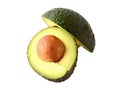 Avocado cut one halved isolated over white Royalty Free Stock Photo