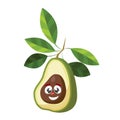 Cute and funny avocado character in comic style looking up  cartoon vector illustration isolated on white background Royalty Free Stock Photo