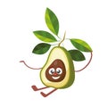 Cute and funny avocado character in comic style looking up, cartoon vector illustration isolated on white background. Royalty Free Stock Photo