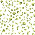 Avocado cutting fruit seamless pattern. Avocado slices, halved and thinly sliced for salad. Vector ornament for the design of