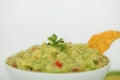 Avocado dip guacamole with tortilla chips Royalty Free Stock Photo