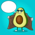 Avocado exhibitionist in raincoat pop art vector