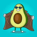 Avocado exhibitionist in raincoat pop art vector Royalty Free Stock Photo