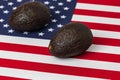 United States of America flag and avocados