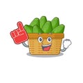 Avocado fruit basket mascot cartoon style with Foam finger Royalty Free Stock Photo