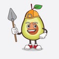 Avocado Fruit cartoon mascot character as cool miner