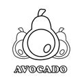 Avocado fruit coloring page. healthy food coloring page for children