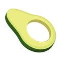 Avocado fruit. Avocado wedges and slices, halved and thinly sliced for salad. Flat cartoon vector isolated