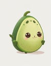 Avocado fruits and vegetables with kawaii face, cartoon for children. Royalty Free Stock Photo