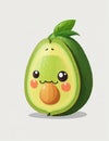 Avocado fruits and vegetables with kawaii face, cartoon for children. Royalty Free Stock Photo