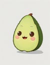 Avocado fruits and vegetables with kawaii face, cartoon for children. Royalty Free Stock Photo