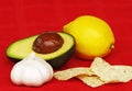 Avocado, garlic, lemon, chips