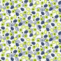 Avocado green and blue dense seamless vector pattern.