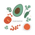 Avocado guacamole dip elements