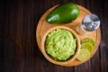 avocado Guacamole on molcajete real Mexican traditional procedur Royalty Free Stock Photo