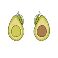 Avocado Halves on White Background