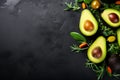 Avocado healthly fruit on black